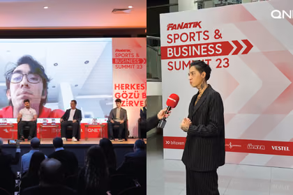 QNET’in sponsor olduğu Fanatik Sports & Business Summit 2023 ‘Olimpik Branşlar’ oturumundan bir kare – olimpiyat şampiyonları ve genç sporcular sahnede