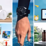 Bernhard H. Mayer saatleri, HomePure Zayn hava arıtıcı, Naturtres kişisel bakım ürünleri, qLearn online eğitim ve QVI Breaks tatil paketlerini temsil eden QNET erkeklere özel ürünler koleksiyonu.